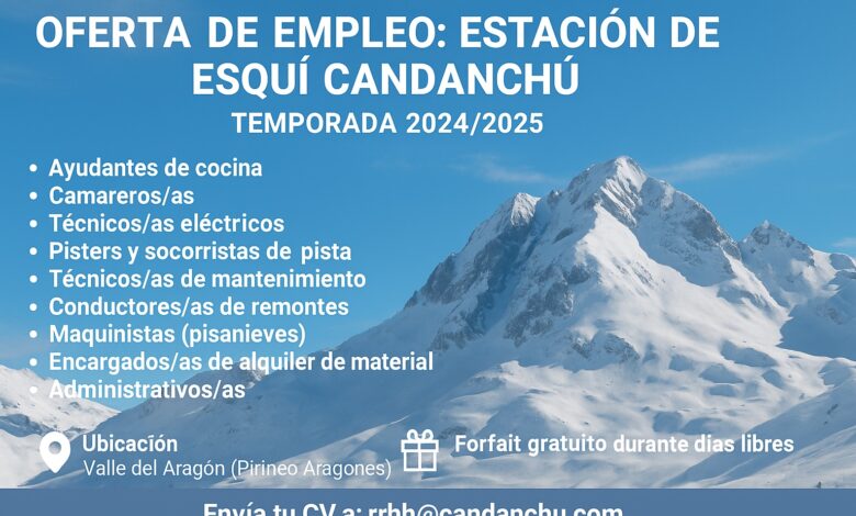 🏔 Oferta de Empleo: Estación de Esquí Candanchú – Temporada 2024/2025