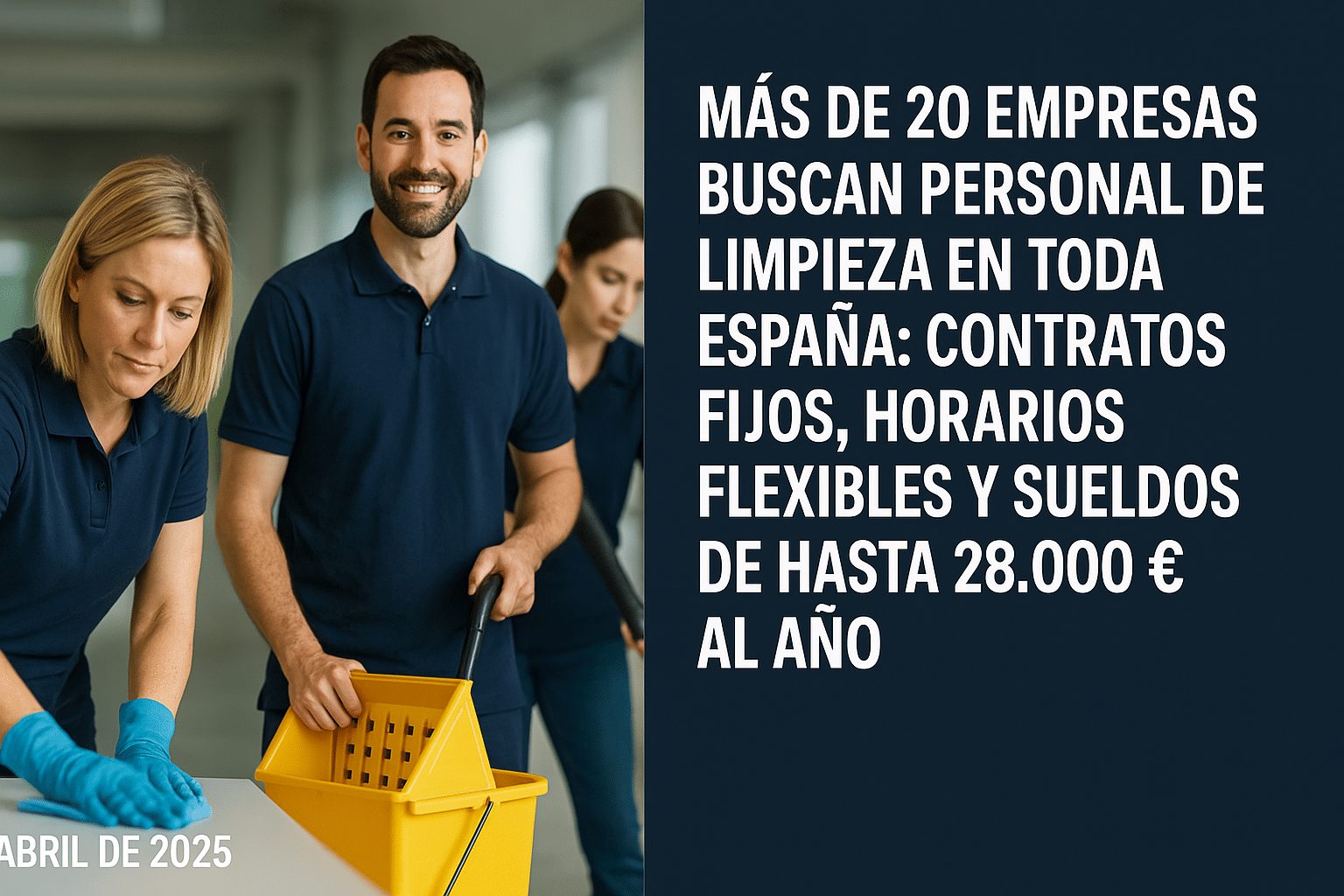 📢 Más de 20 empresas buscan personal de limpieza en toda España: contratos fijos, horarios flexibles y sueldos de hasta 28.000 € al año